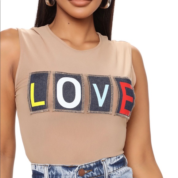 Fashion Nova- A LOVE Letter Mesh Tank- NUDE - Picture 3 of 6